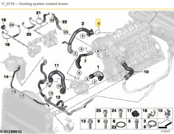 N54 O ring - Engine feed to water pump pipe